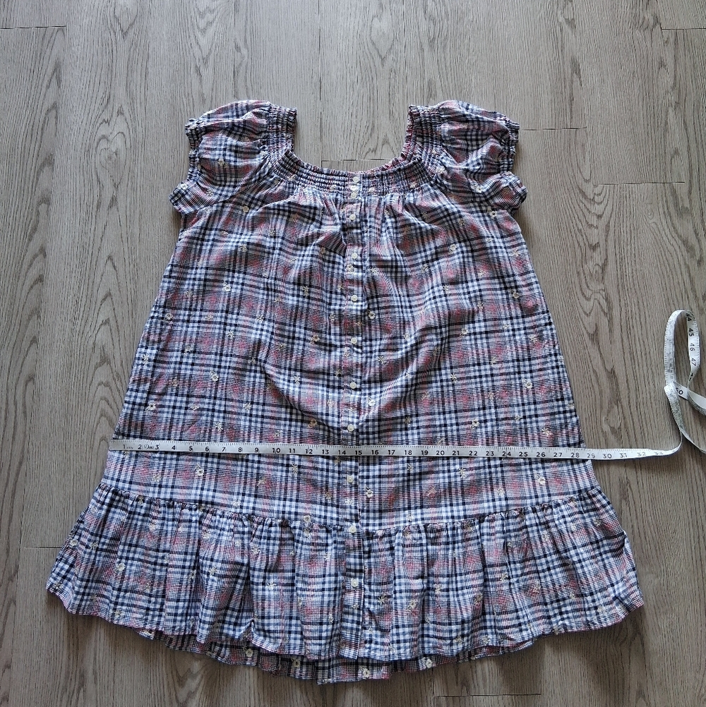 Anthropologie Plus Floral Embroidery Plaid Mini Dress - Picture 14 of 16